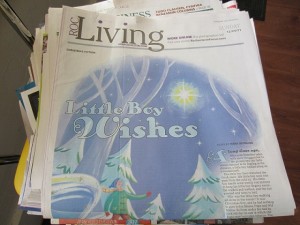 Image of newspaper Living Section with Little Boy Wishes illustration